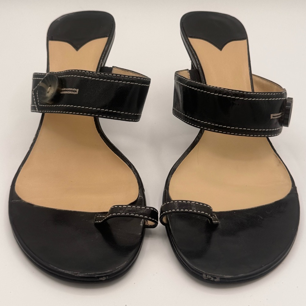 Nine West Black Patent Leather Heeled Sandals
